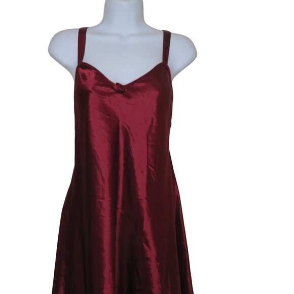 Vintage Val Mode Red Satin Slip Nightgown L Low Back Knee Length Lingerie - Picture 12 of 12